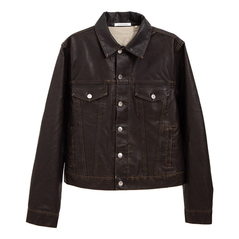 Hello Sunflower Trucker Jacket Vintage Brown 4166 Degli Uberti